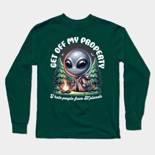 Grumpy Alien Camping Long Sleeve T-Shirt